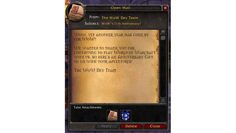Illustration for article titled Players Get Some Nice Rewards For World of Warcraft's 11th Anniversary